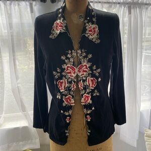 Karen Kane Floral Embroidered Cardigan